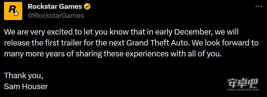 R星将于12月初公布GTA新作预告一览